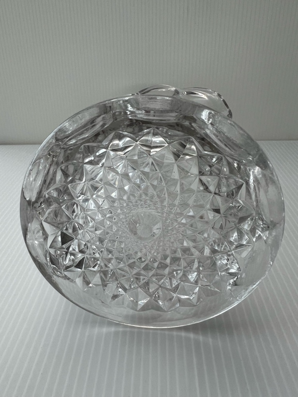 Vintage Creamer/Pitcher Thumbprint Clear Pressed Glass, Scalloped Rim - Picture 6 of 6